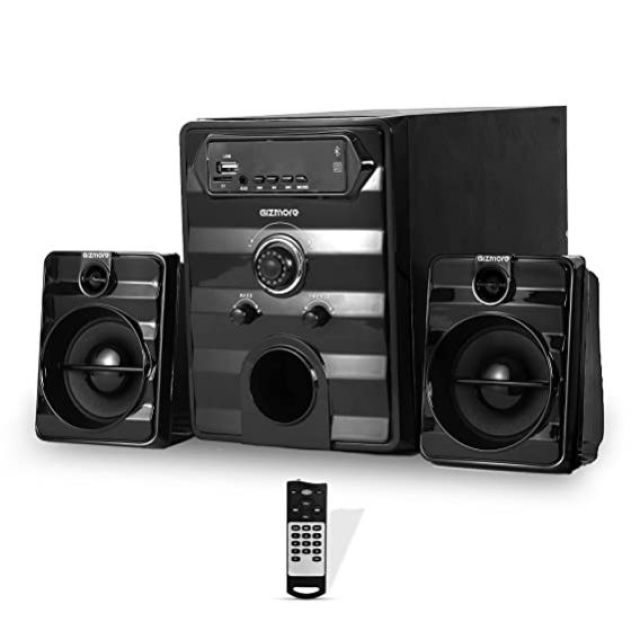 GIZMORE GIZ Trio 2112 Pro Home Entertainment 30 Watt & High BASS Multi Connectivity Bluetooth, AUX, USB, FM Radio & Micro SD Card 2.1 Channel Multimedia Speaker with Remote Control