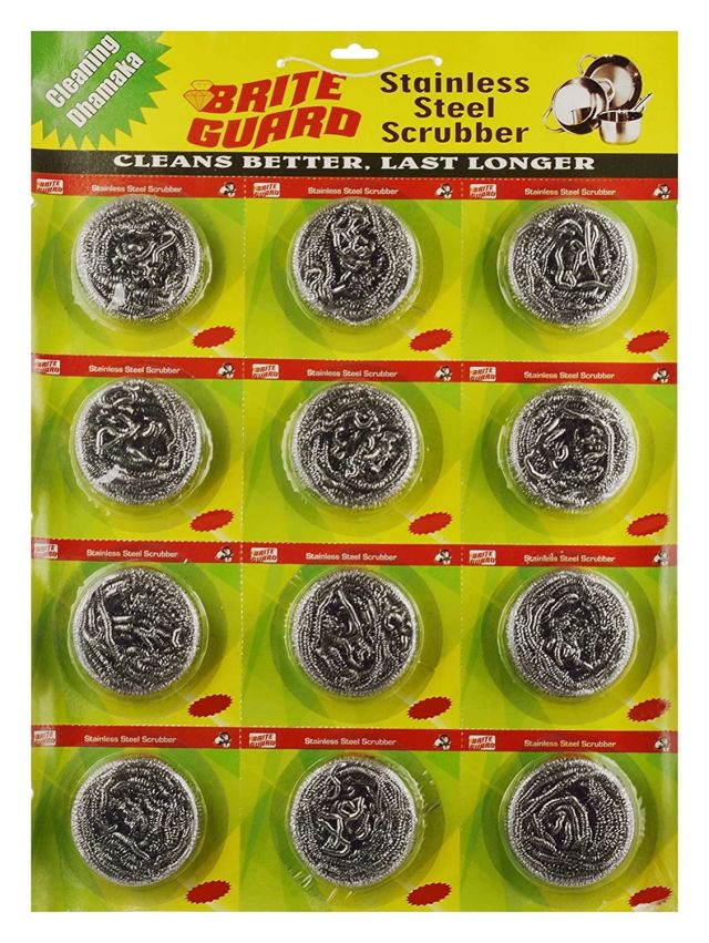 High quality Stainless Steel Multipurpose Scrubber 12 Gm (Grey, 12-Piece)