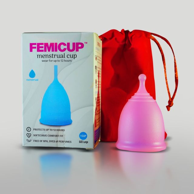 FemiCup Menstrual Reusable Cups for Women, Odour/Infection/Rash Free, Leakage Proof, Made With Medical Grade Silicone (lARGE)