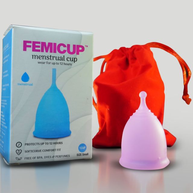 FemiCup Menstrual Reusable Cups for Women, Odour/Infection/Rash Free, Leakage Proof, Made With Medical Grade Silicone (Small)