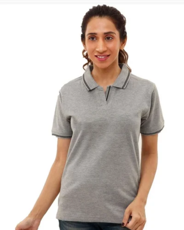 Cotton Polo Neck T-Shirt for Women, Half Sleeves, Plain