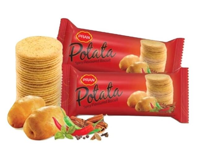 Pran Potata Spicy Flavoured Biscuit original imported Potato Biscuit- 75Gm Each Pack - Pack of 10