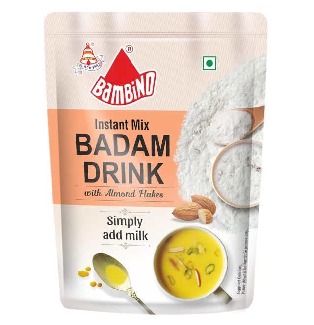 Bambino Instant Badam Drink Mix with Almond Flakes and saffron
