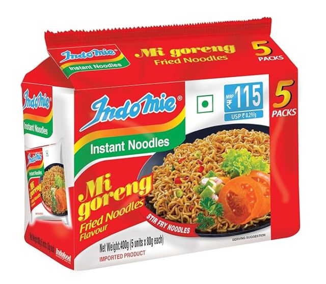 Indomie Instant Noodles Mi Goreng Fried Noodles, Bundle Pack Of 5