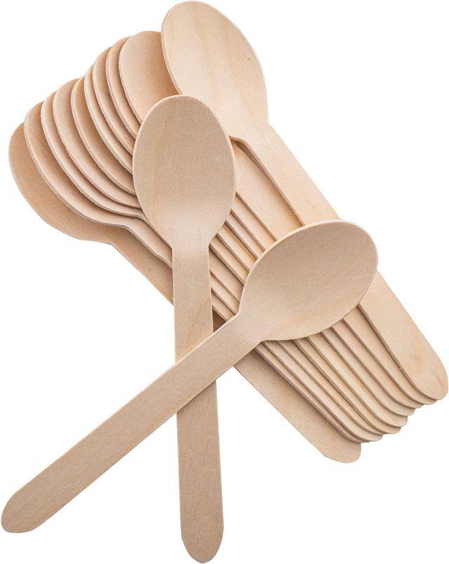 Disposable Wooden Spoons | Wooden Dining Tableware Spoons Set | Ideal for Birthday, Wedding, Events & Party